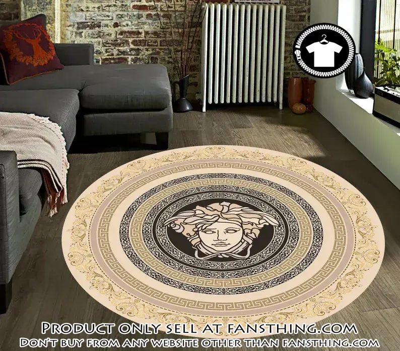 Versace medusa greek round rug carpet luxury brand fashion home decor fst5556729